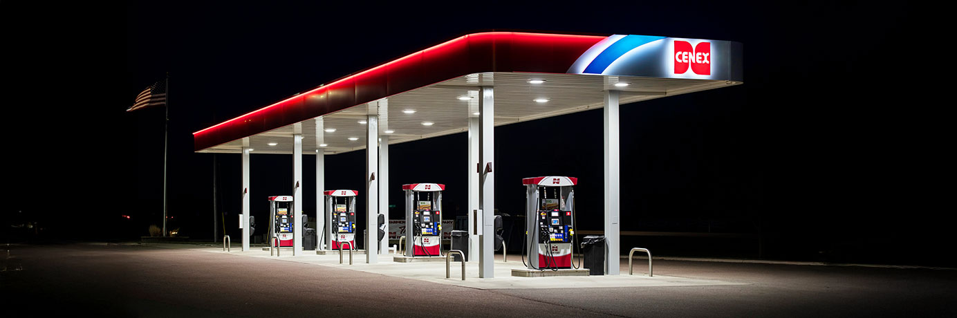 Cenex canopy at night