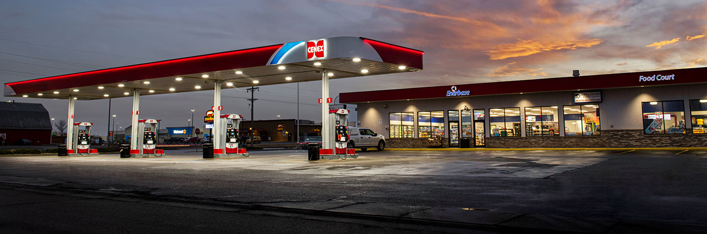 Cenex convenience store at sunset