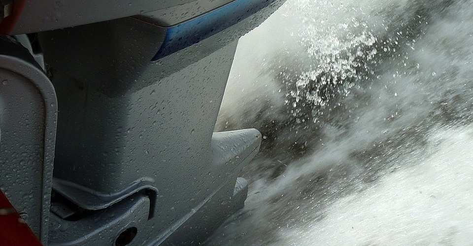 Engine running on the back of a boat