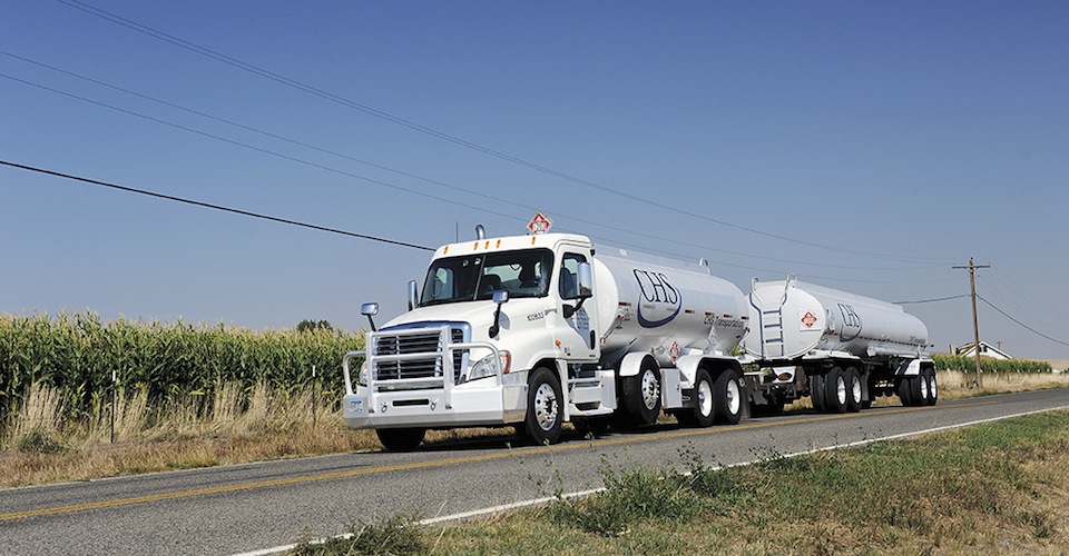CHS fuel truck driving down the country road