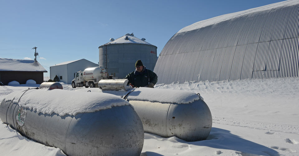 Propane tanks in the snow