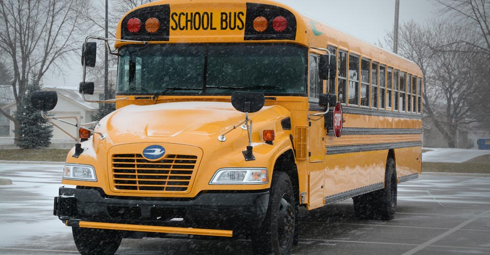 School bus on a snowy day