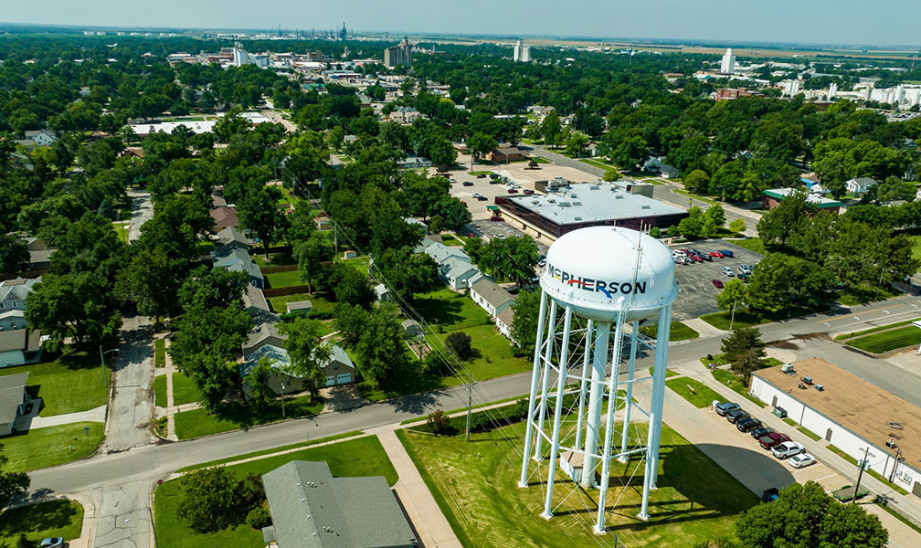 Aerial view of McPherson, Kansas